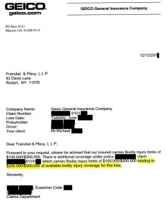 insurance company letter advising we were right