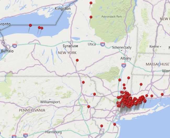 map showing personal injury cases near me in New York